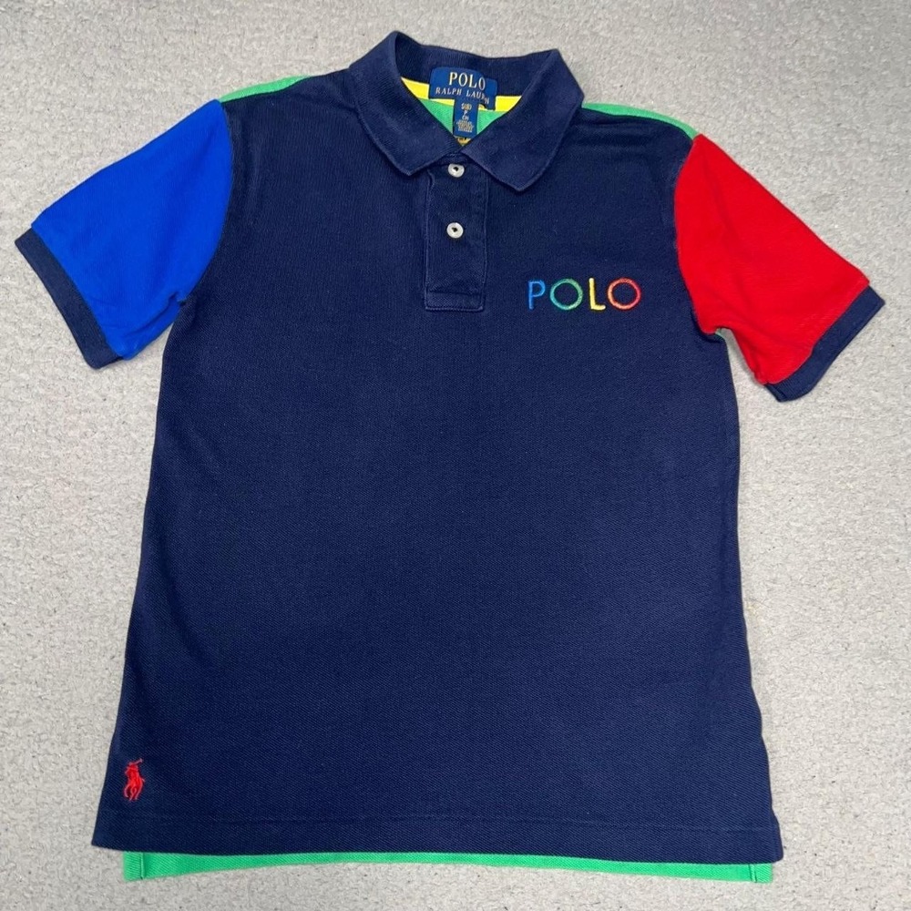 Polo Ralph Lauren Shirt Youth Size S (8) Color Block Polo Ombre Logo Red Pony